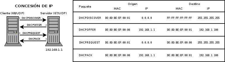Esquema de la concesión de una ip